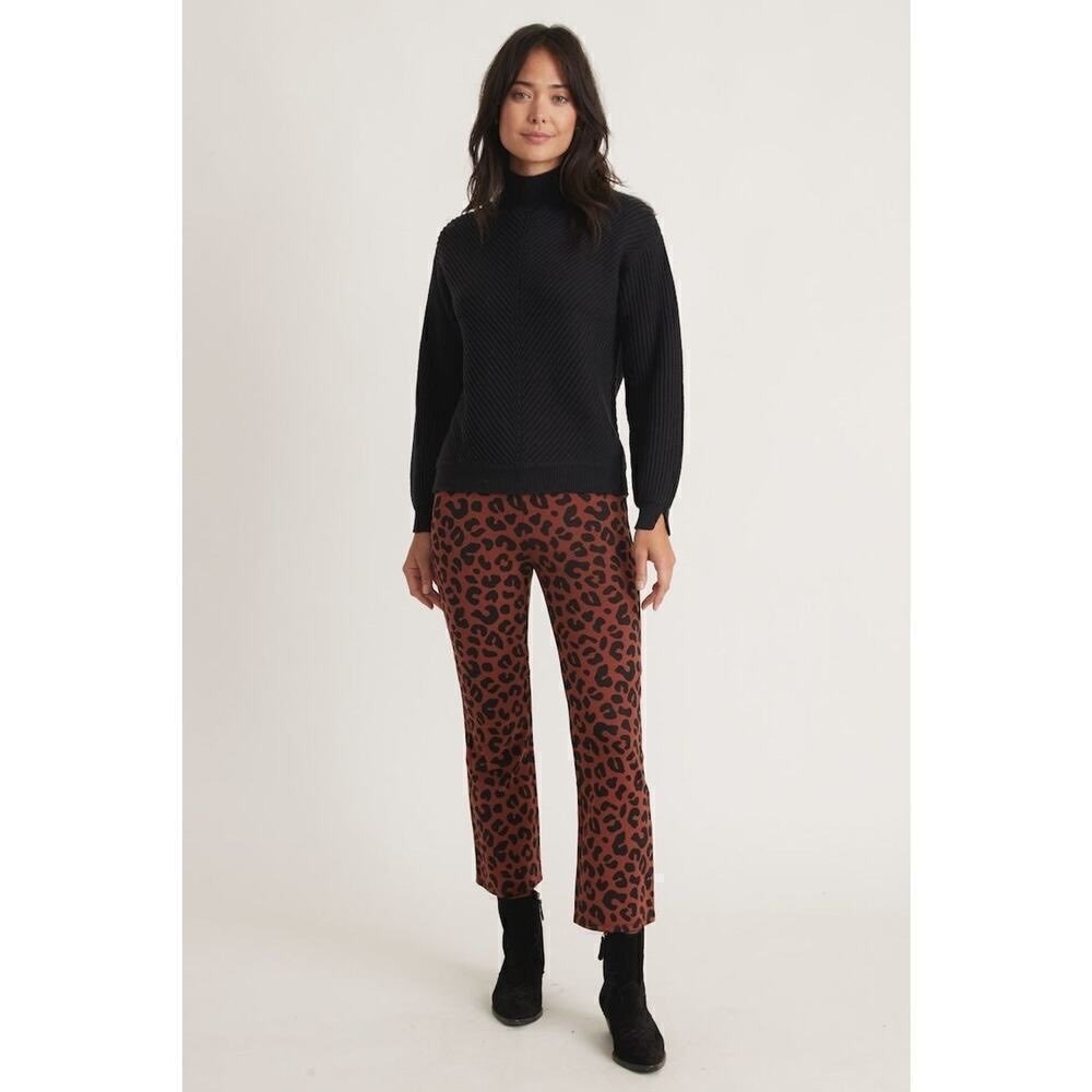 Marine Layer Valencia Pant Kick Flare Leg Cheetah Animal Print Brown NWT XS